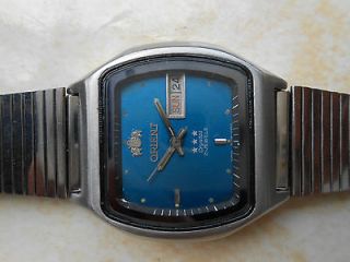   BLUE ORIENT CRYSTAL AUTOMATIC WRIST WATCH JAPAN WITH NEW SS BAND