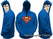   DC Comics Superman Logo All View Faces Clark Kent Zip Up Hoodie S 2XL