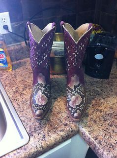 Womens Corral Vintage Wine & Natural Python Cowboy / Western Boots 