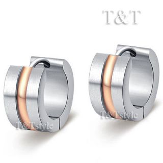 TRENDY T&T Stainless Steel Thick Hoop Earrings Rose Gold (EX02)