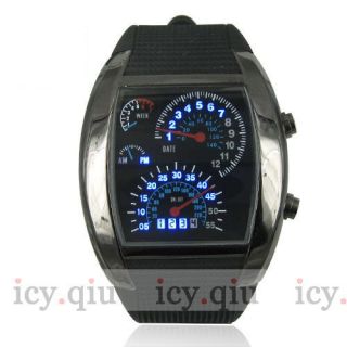Cool RPM Turbo Blue Flash LED Watch BRAND NEW Gift Sports Car Meter 