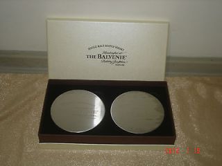 The BALVENIE Single Malt Scotch Whisky 2 Metal Coasters New with box