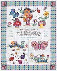 2012 Janlynn BUG IN A RUG Baby Birth Record Counted Cross Stitch Kit 