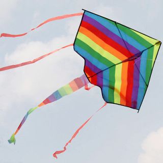 Beautiful Delta Kite With Colorful Strip Children Fly Toy / Gift Park 