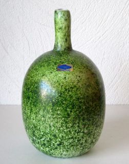 Iittala Nuutajarvi OIVA TOIKKA Art Glass Bottle/Vase Green Excellent 