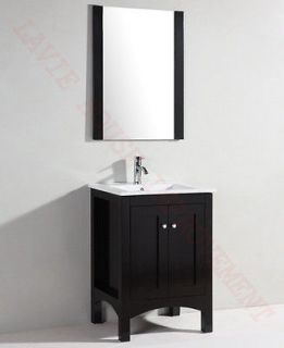 24 Bathroom vanity, Solid wood cabinet. Ceramic counter top, build in 