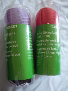 New solar string 20 patio Xmas lights red or purple lantern covers 