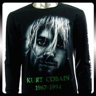 Nirvana Kurt Cobain Biker LS Long Sleeve T shirt Sz L Rider Rock Punk 
