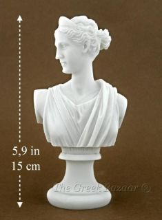 Artemis Greek Alabaster Marble Bust Sculpture Statue