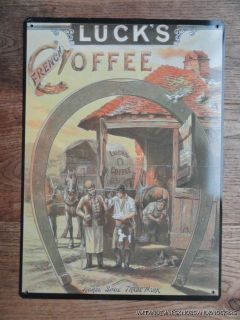   SIZE VINTAGE STYLE LUCKS FRENCH COFFEE DECORATIVE METAL WALL SIGN
