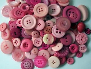 LOT 50 ASSORTED PINK COLORED BUTTON MIX
