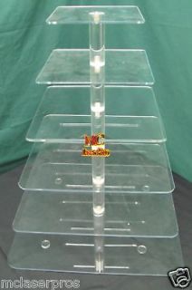 6Tier 1/4thick Square Acrylic Cupcake cake Tower Stand Wedding Party 
