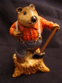 wee forest folk retired beaver wood cutter 
