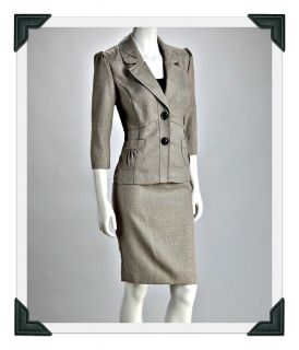 NEW NWT gorgeous T.MILANO Gray Ruched Pocket Blazer & Skirt SUIT SZ10 