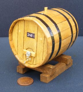 12 Scale X Large Wooden Beer Barrel On A Stand Dolls House Miniature 