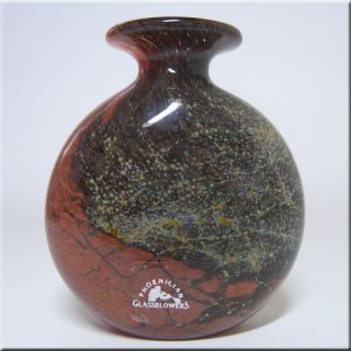 Phoenician Maltese Red + Grey Glass Vase   Signed