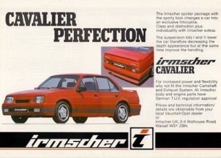 Vauxhall Cavalier Mk2 4dr Irmscher Sport Parts Brochure