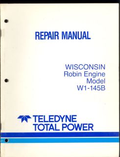 WISCONSIN ROBIN ENGINE W1 145B REPAIR MANUAL & PARTS CATALOG