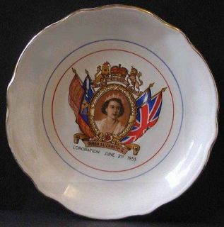 Queen Elizabeth II China Plate Crowned June 2 1953 Hanley England 
