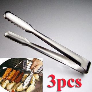 3pcs BBQ Buffet Scallop Salad Cake Clamp Party Stainless Steel Food 