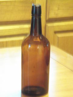 Vintage Whiskey Bottle Amber Brown Glass One Quart Tall Bar Saloon 