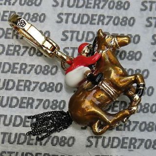     AUTHENTIC GOLD RARE RETIRED JOCKEY ON HORSE CHARM NEW