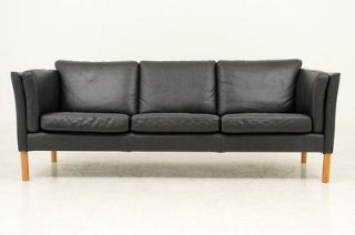 danish modern black leather 3 seat sofa from canada time