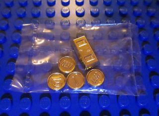 NEW   LEGO Gold Coins & Gold Bar Chrome Metallic Factory Package 