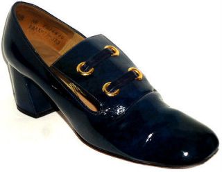 VINTAGE 60s Joseph Mezzo Navy Mod Retro Patent Leather Sailor Heel 