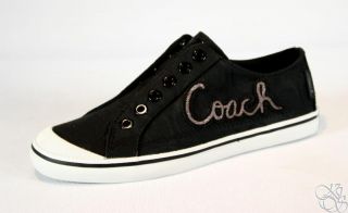 COACH Keeley Signature C Logo Black Womens Slip On Sneakers Shoes