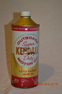 Vintage KENDALL OUTBOARD MOTOR OIL Old 1 qt Metal Oil Can Great 