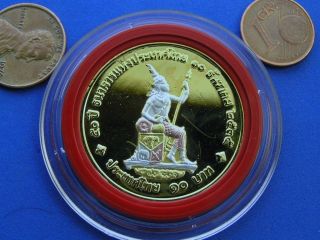 Thailand 10 Baht Coin. 1992. UNC. Gold and silver Plated, hand colored 