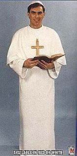 Pope Costume Priest Cardinal Holy Father Adult Mens White Robe Cape 
