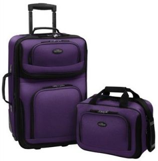 21 wheeled rolling SUITCASE Luggage Expandable + Tote set NEW purple 