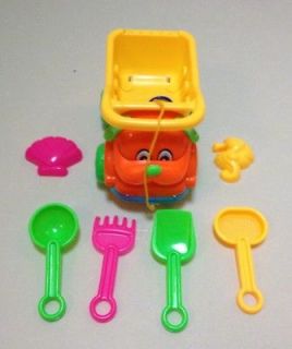 Cute size 7 Piece Kids Fun Sand Beach Toy Bucket & Tip Lorry Set 