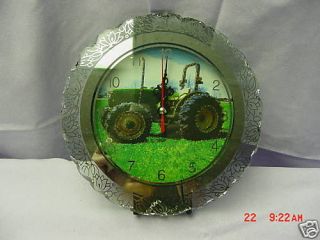 John Deere Tractor Clock, glass, battery operated, NIB