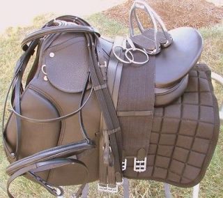 17DARK BROWN ALL Purpose English EVENT JUMP LEATHER Saddle BRIDLE 8pc 