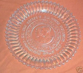 1937 glass coronation souvenir plate from australia 