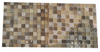   Brown/Beige Travertine/ Cracked Glass Mosaic Backsplash Tile On Mesh