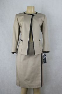 Anne Klein women suit set Casa Blanca skirt jacket wheat beige size 