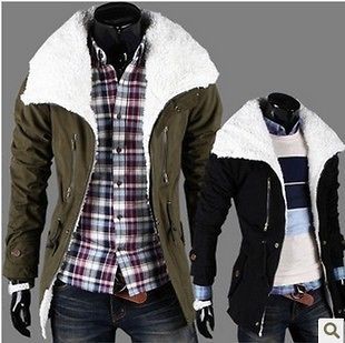Mens Texture Upset Lined Lambs Wool Male Cotton padded Coat YJ548 