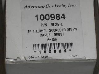 advance controls overload relay rf25 l new 