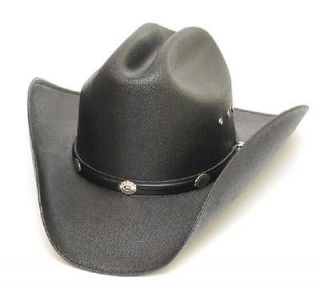 Kids Black Western Straw Cowboy Hat Cowgirl Hat Silver Concho Rodeo 