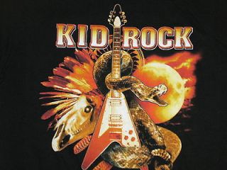 KID ROCK Flying V Guitar Snake logo TOUR T SHIRT Trucker Metal Black L
