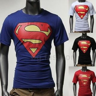 Fashion Mens Boys Short Sleeve Superman TOPS T Shirt 4 Colors Size S M 