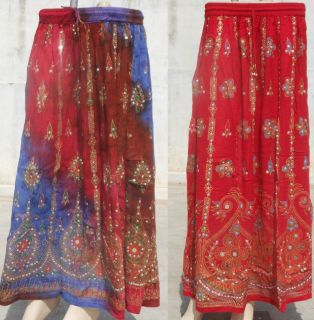 10 Sexy Rayon designer skirts Sequins work Ethnic Indian Boho Chic 