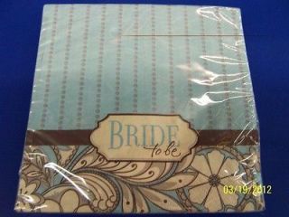   to Be Blue Brown Bridal Shower Wedding Party Paper Luncheon Napkins