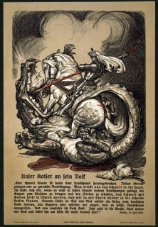   WWI German St.George Kaiser Wilhelm War Funding Poster WW1 A1 A2 A3
