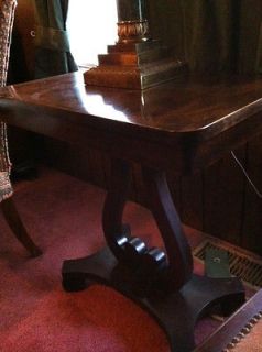antique lamp table with harp base mahogany 