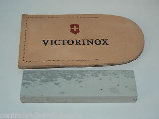 Victorinox Swiss Army Knife Sharpening Stone Soft Arkansas +Leather 
